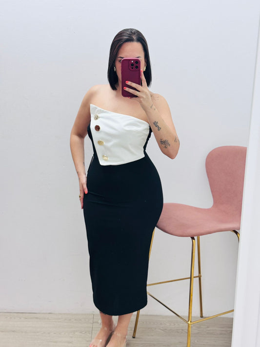 Vestido Blanco y  Negro