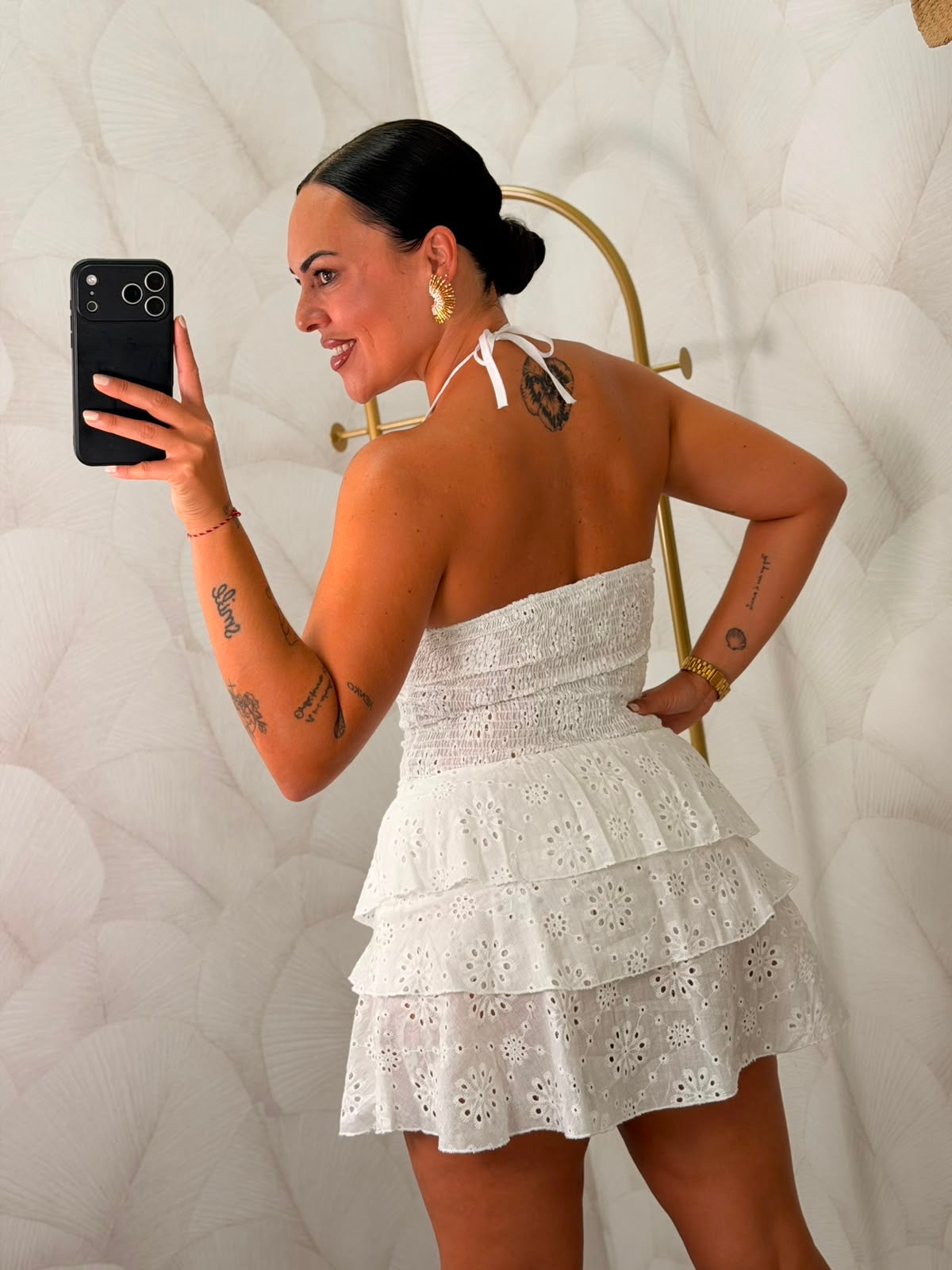 VESTIDO PERFORADO BLANCO