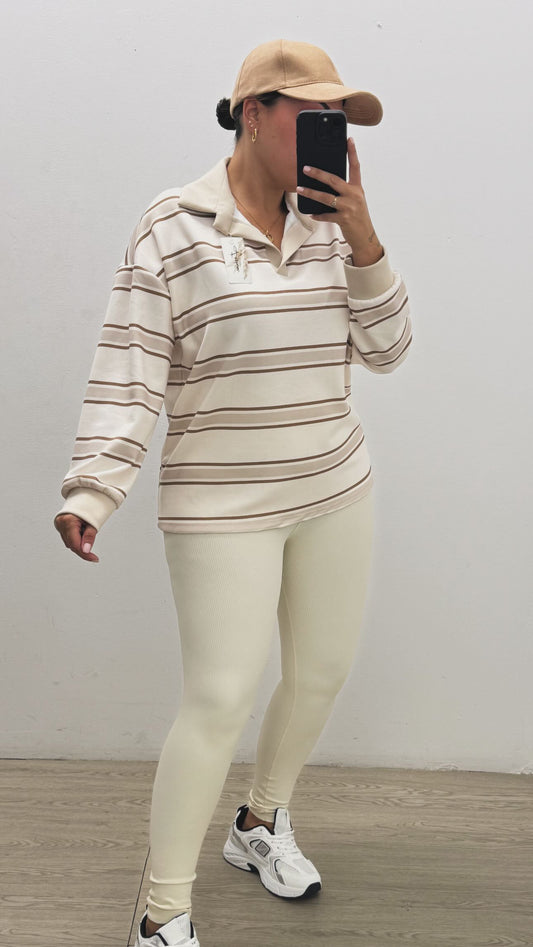 Sudadera Rayas Beige