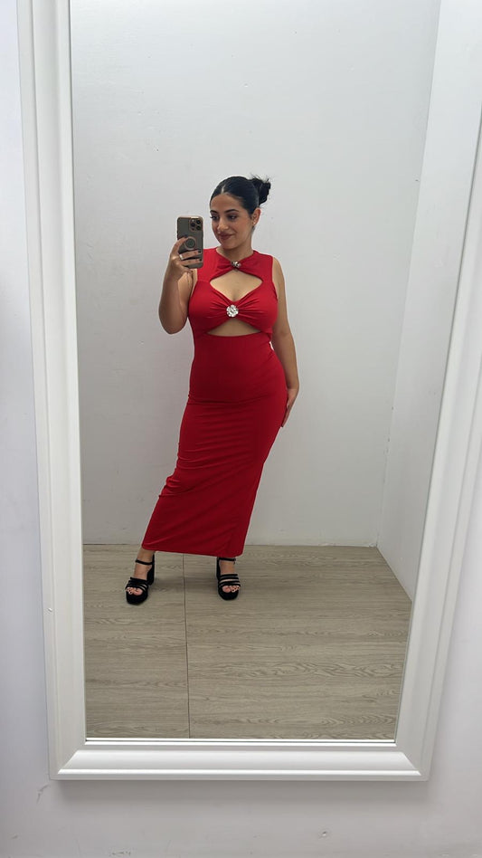 Vestido Flor Rojo