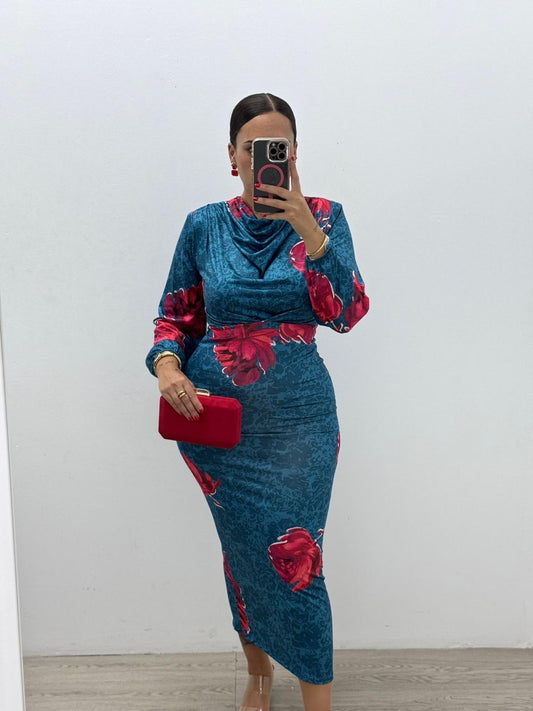 Vestido Flores Azul