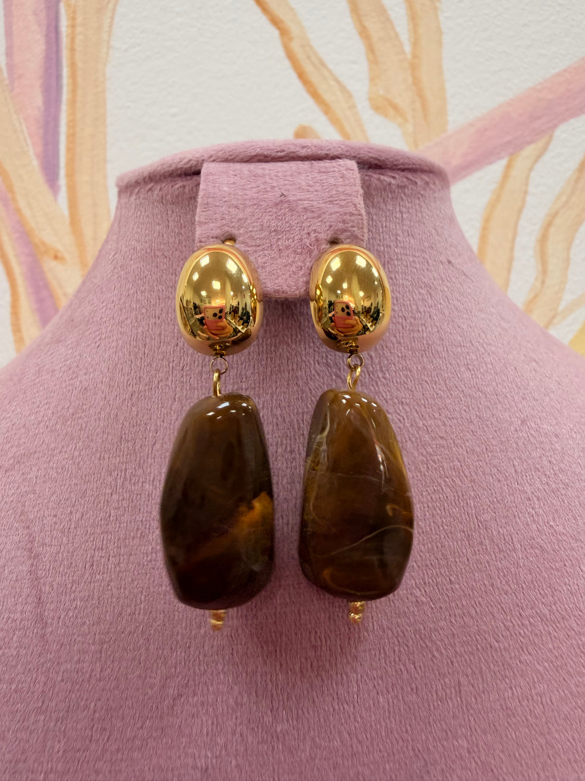 PENDIENTES PIEDRA MARRÓN