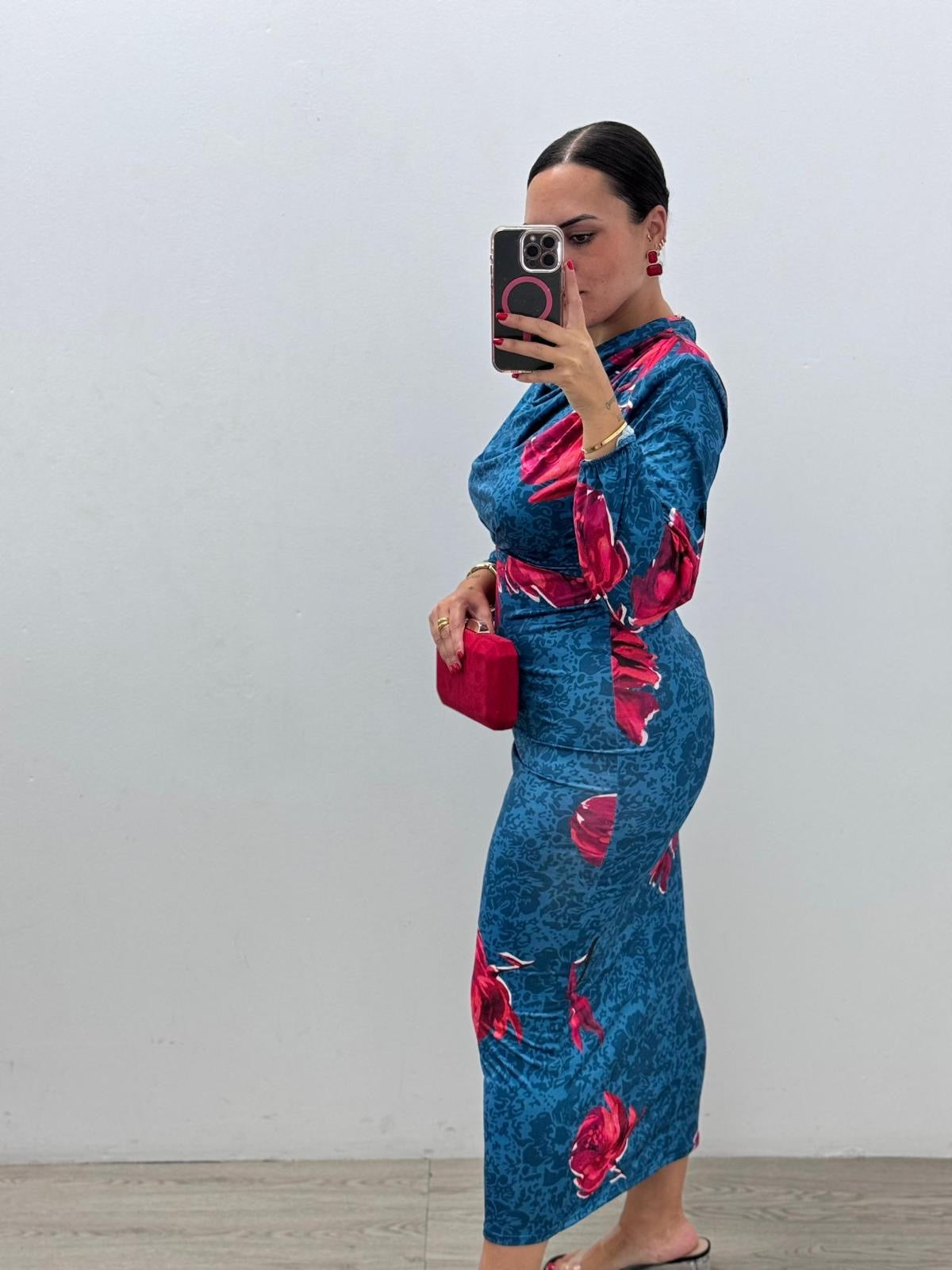 Vestido Flores Azul