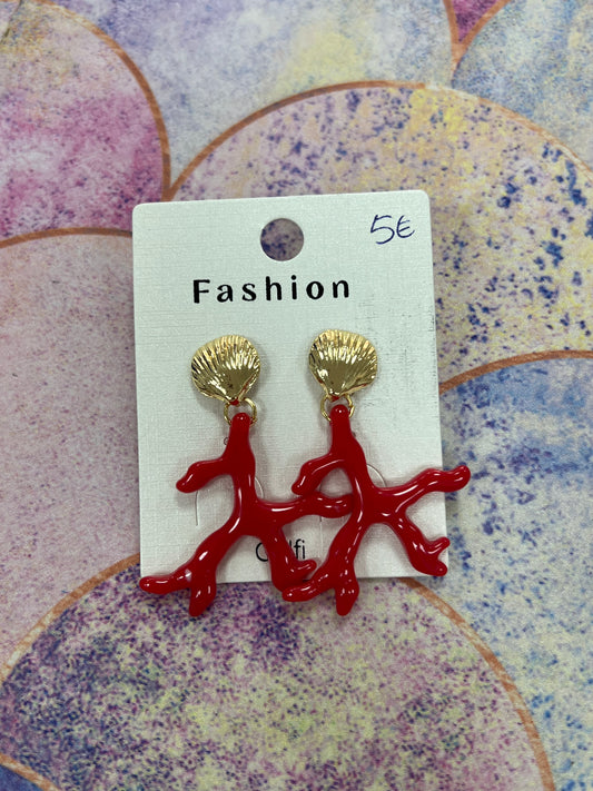 Pendiente Coral Rojo