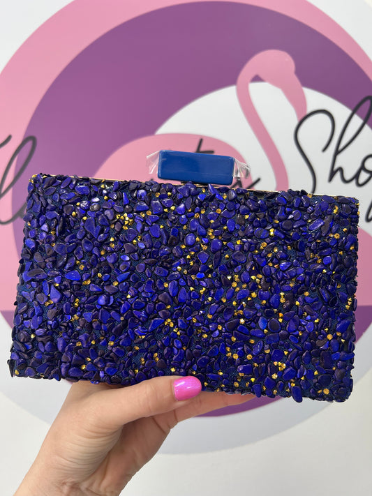 Bolso de Fiesta Piedras Azul Eléctrico