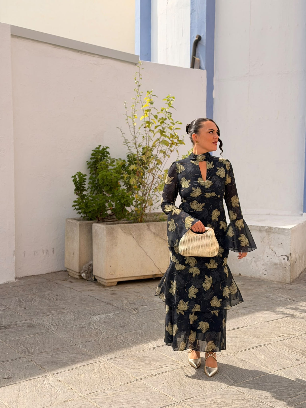 VESTIDO VOLANTES GASA ESTAMPADO