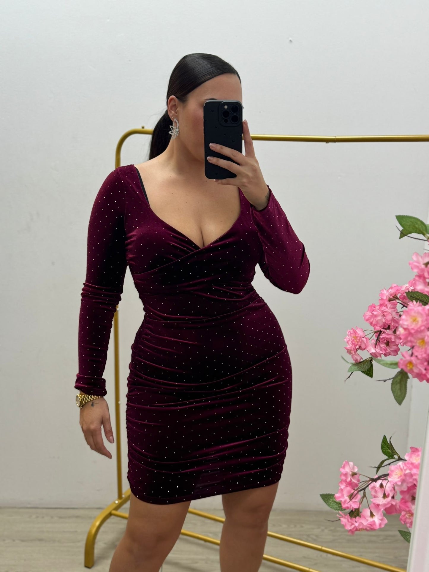 Vestido Burdeos Brillito