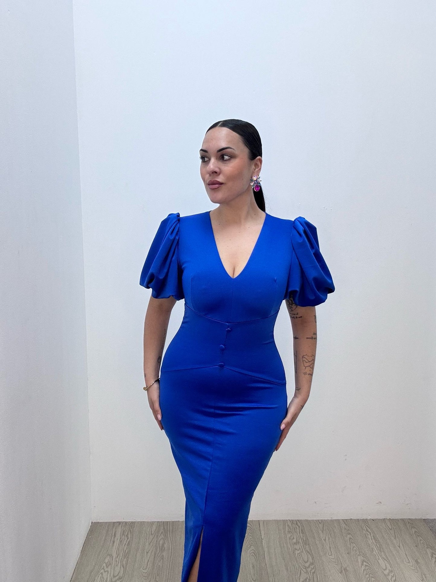 Vestido Botones Azul
