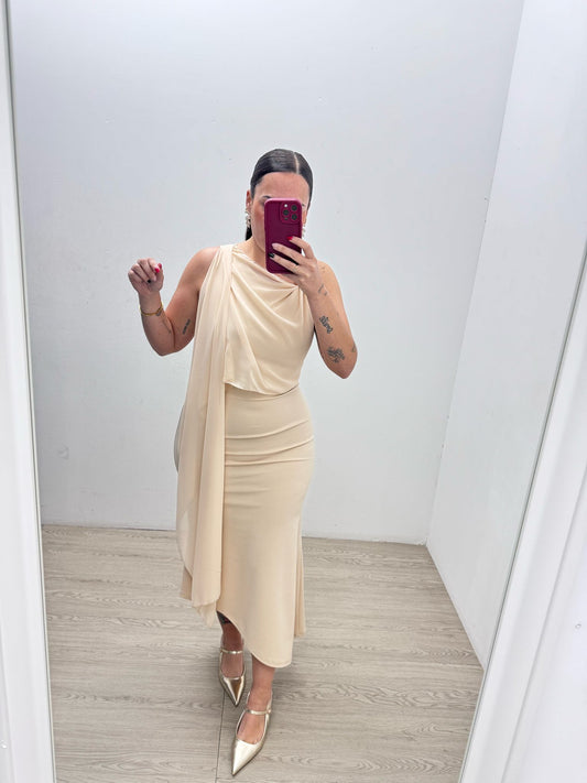 Vestido Gasa Beige