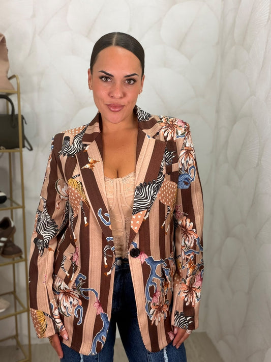 CHAQUETA BLAZER ESTAMPADA