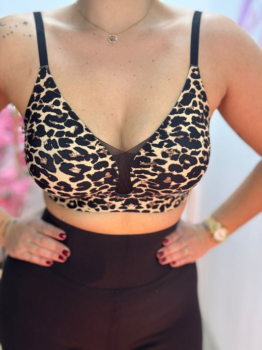 Sujetador Leopardo Tul Negro
