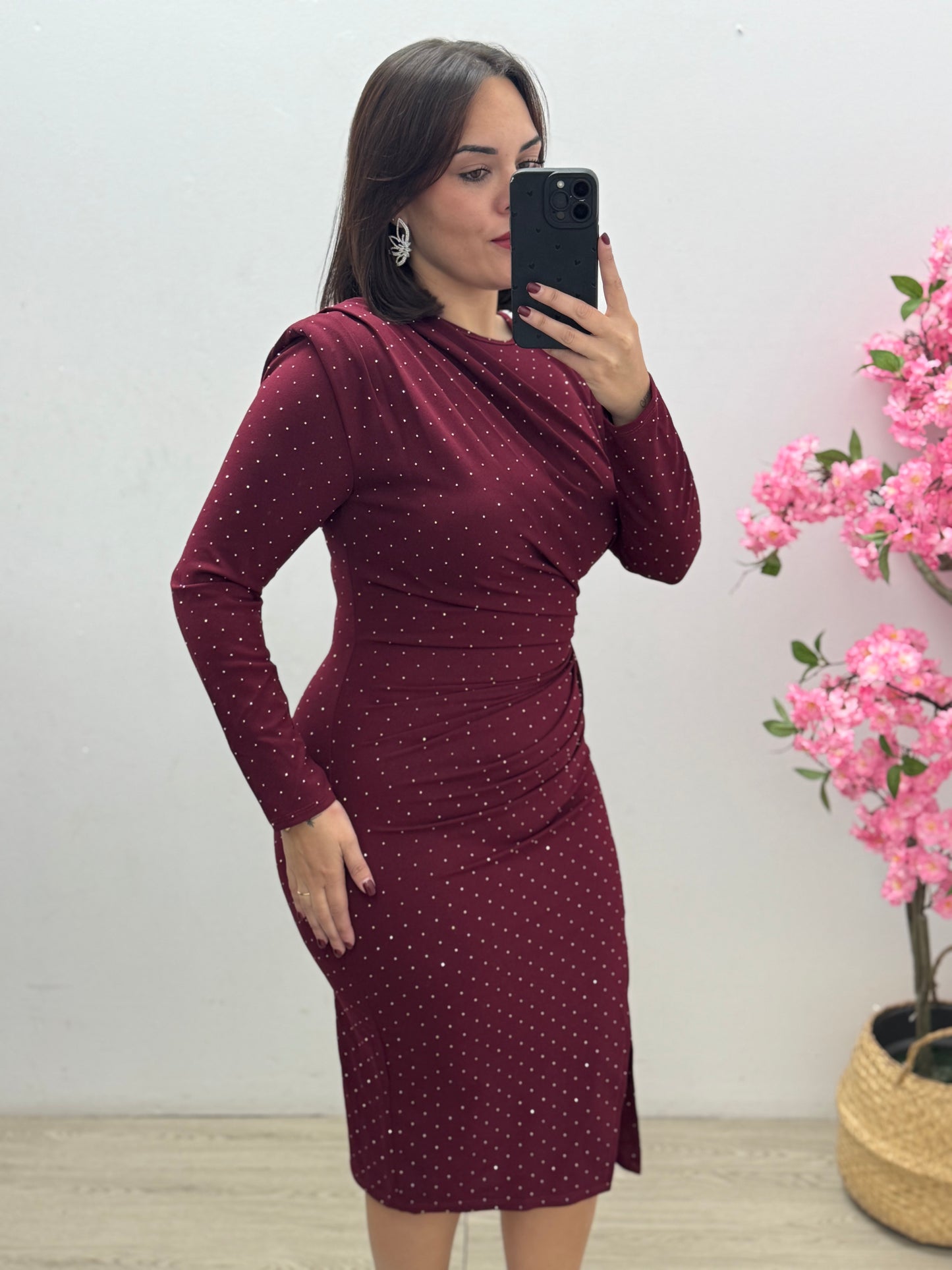 Vestido Burdeos Brillito