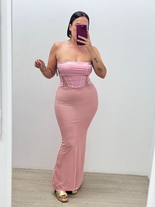 Vestido Evento Largo Rosa