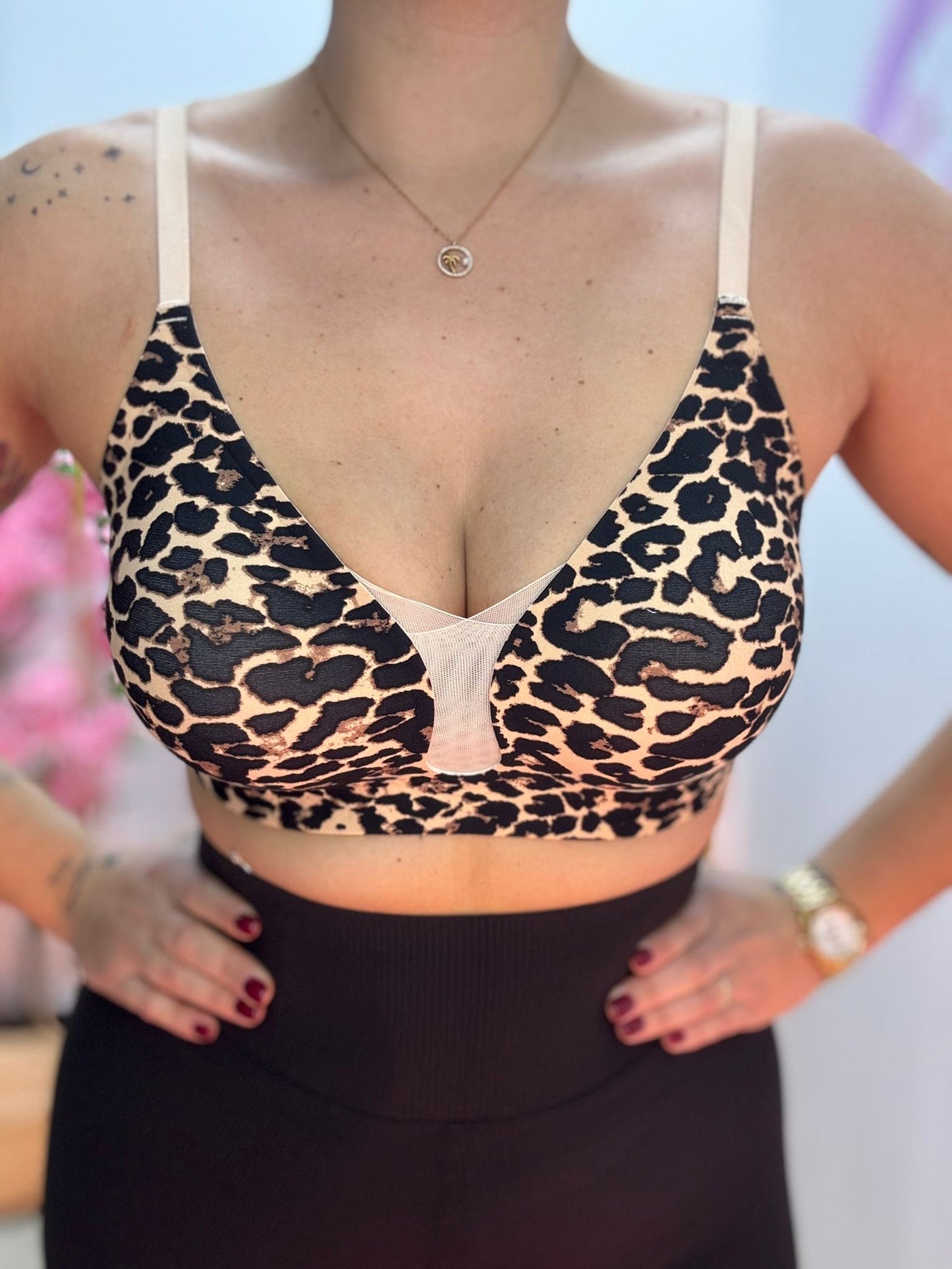 Sujetador Leopardo Tul Beige