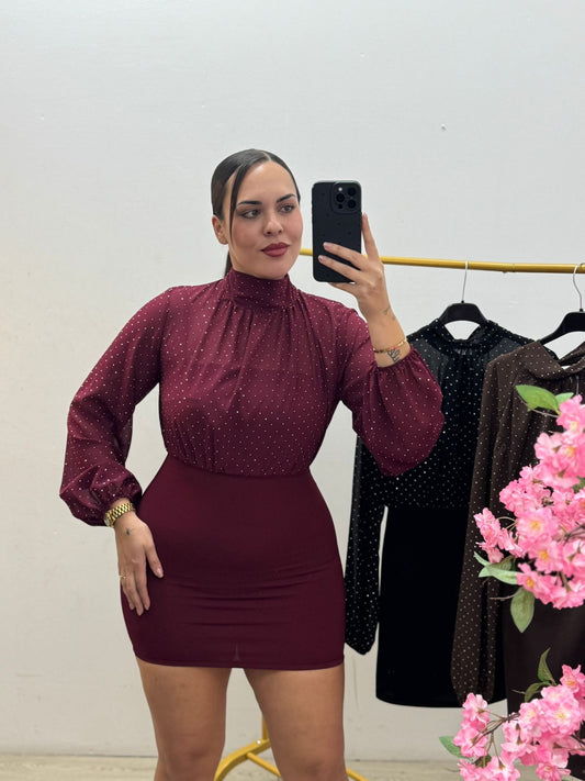 Vestido Combinado Gasa Brillitos