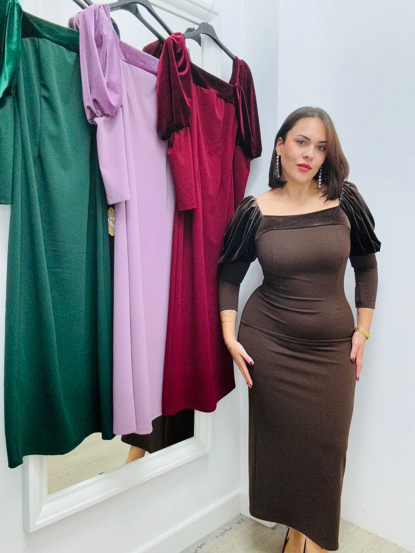 Vestido Manga Terciopelo