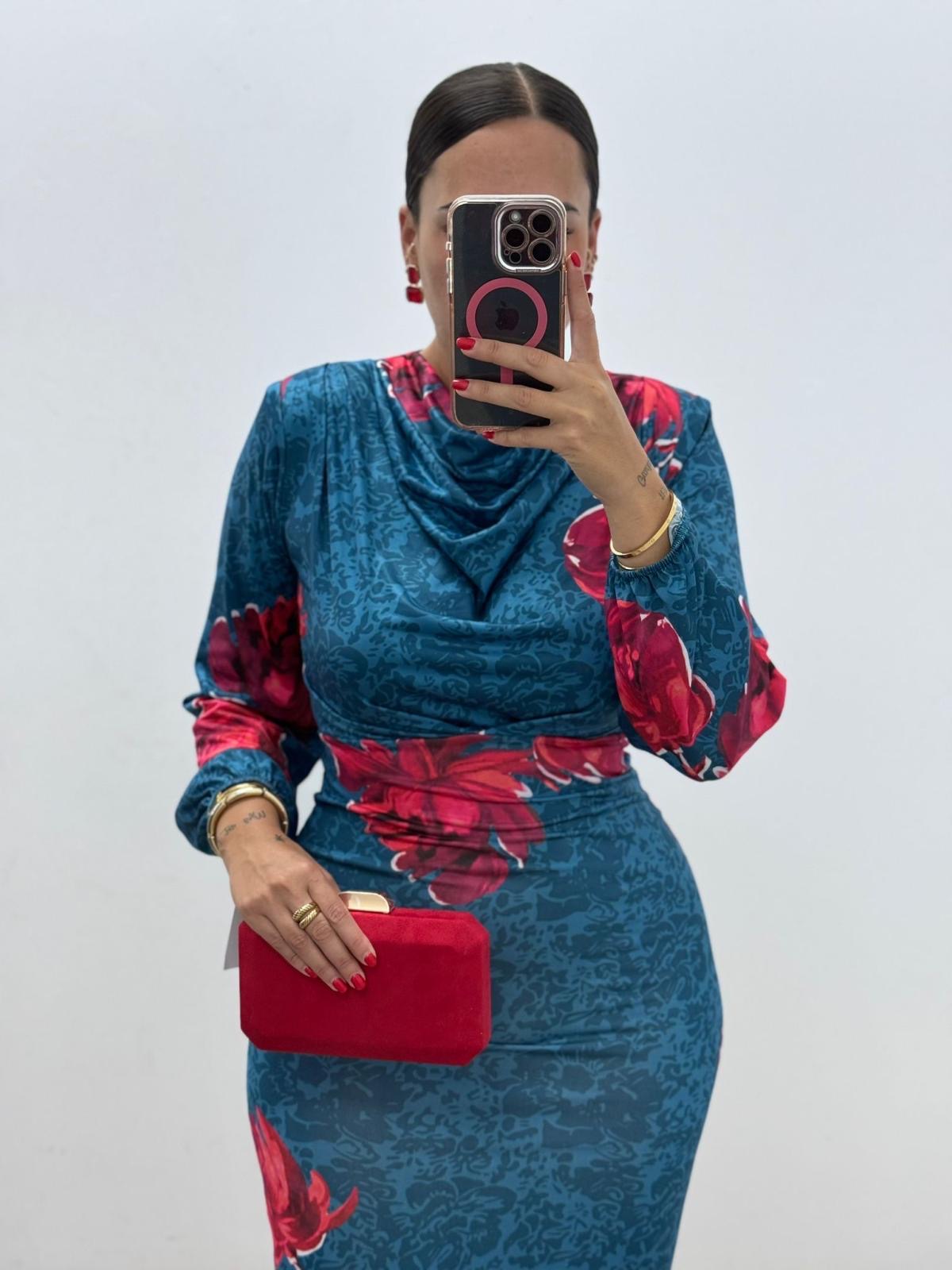 Vestido Flores Azul