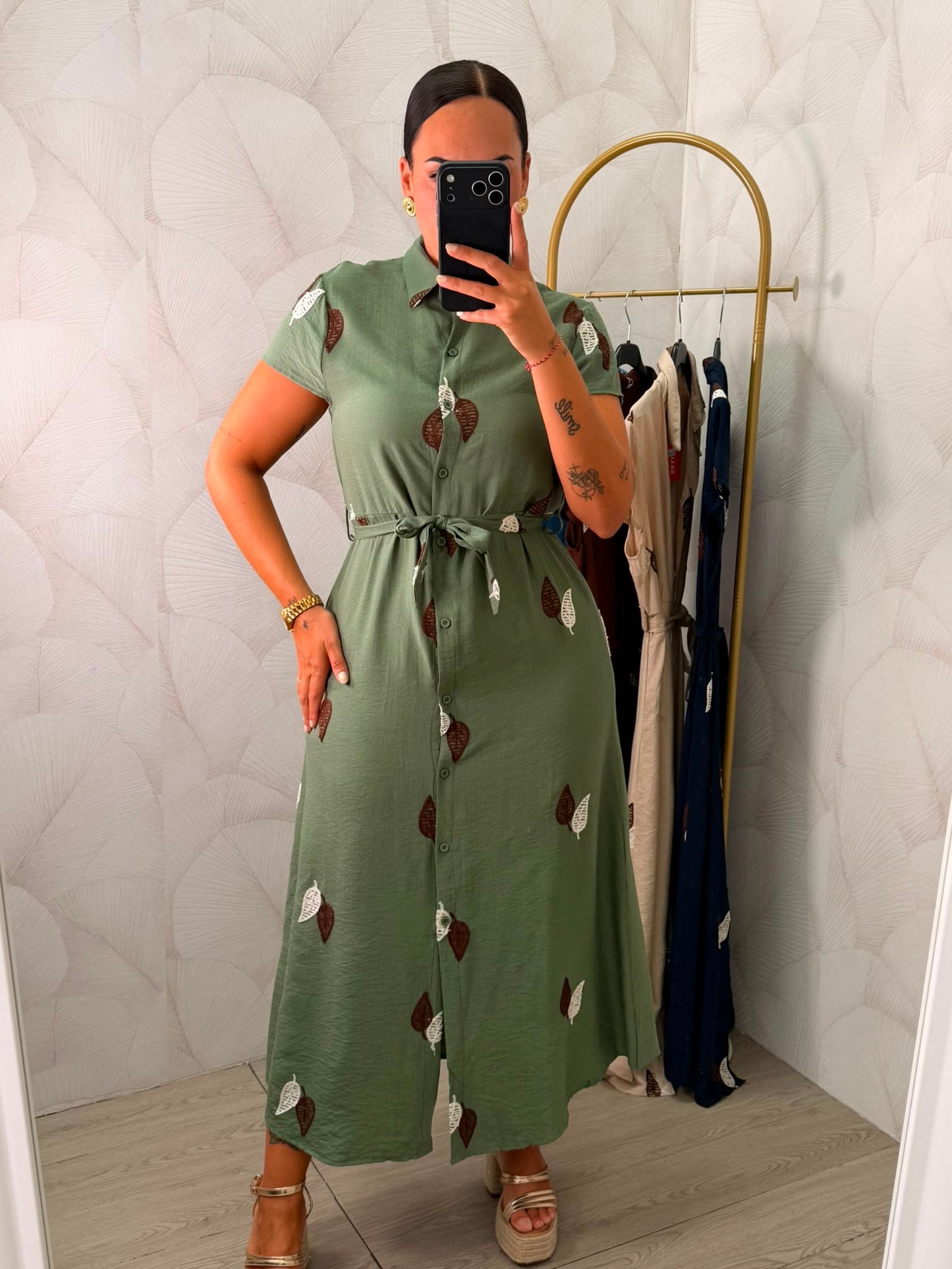 VESTIDO CAMISERO HOJAS
