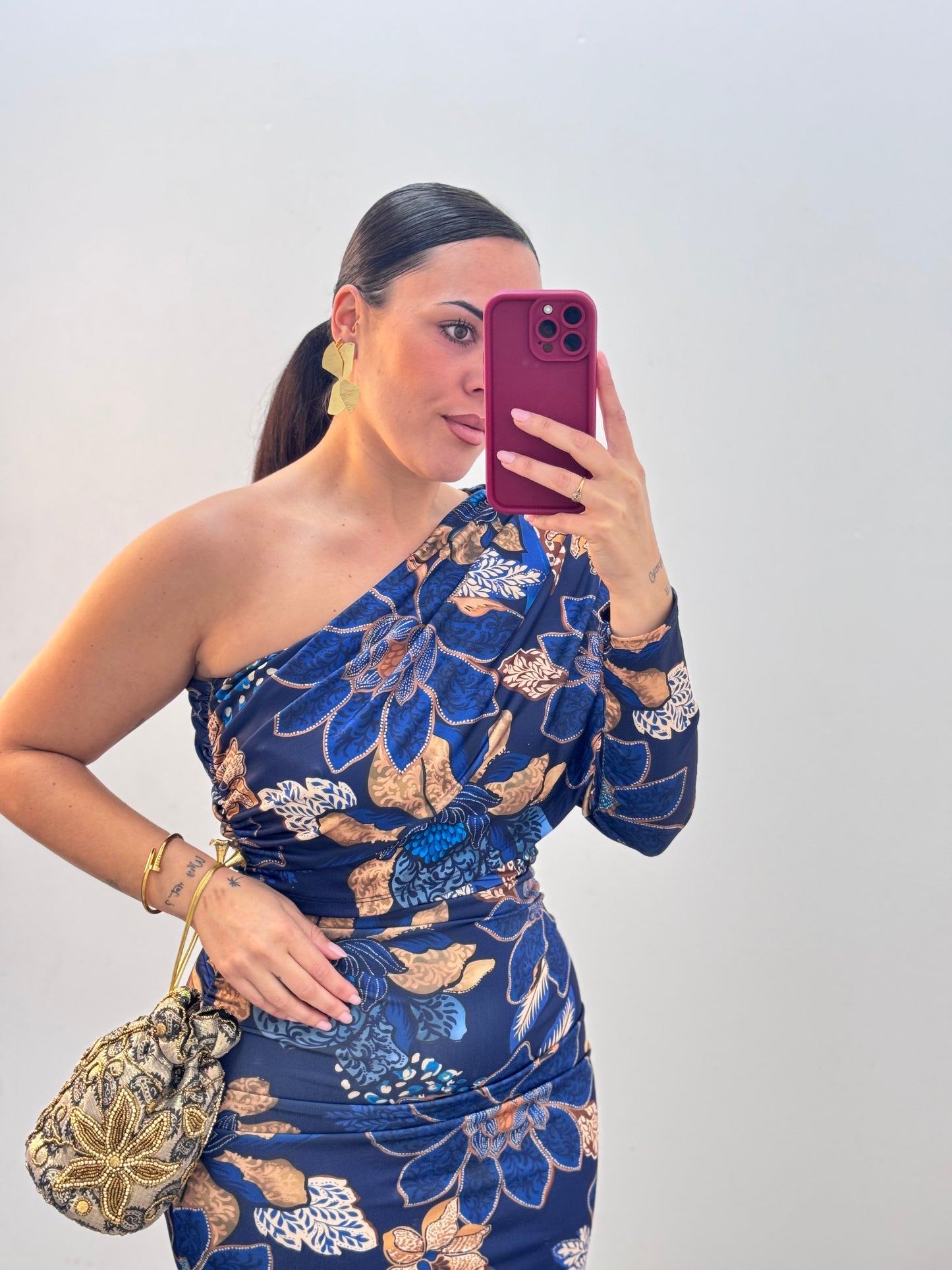 Vestido asimétrico licra azul