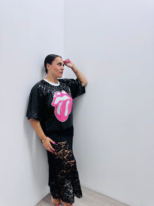 Camiseta brillo negra