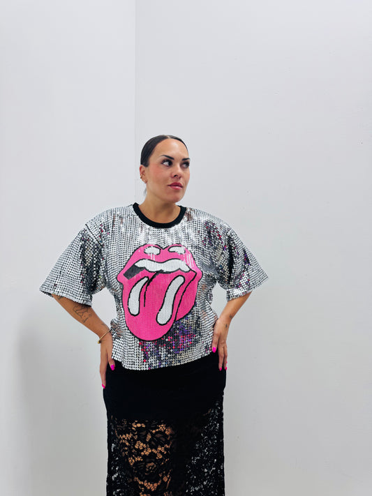 Camiseta brillo plata