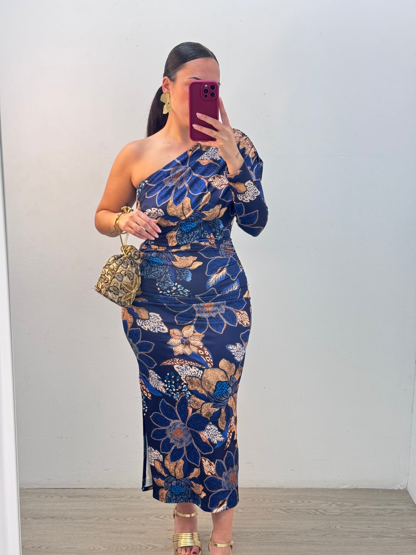 Vestido asimétrico licra azul