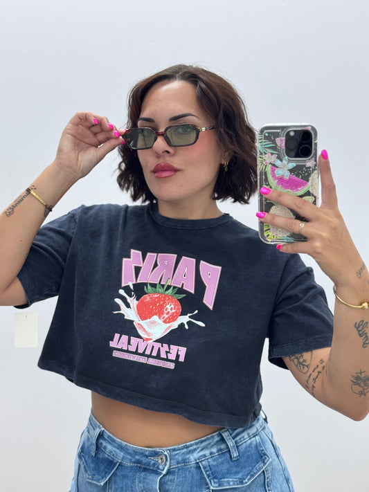 Camiseta corta efecto lavado paris
