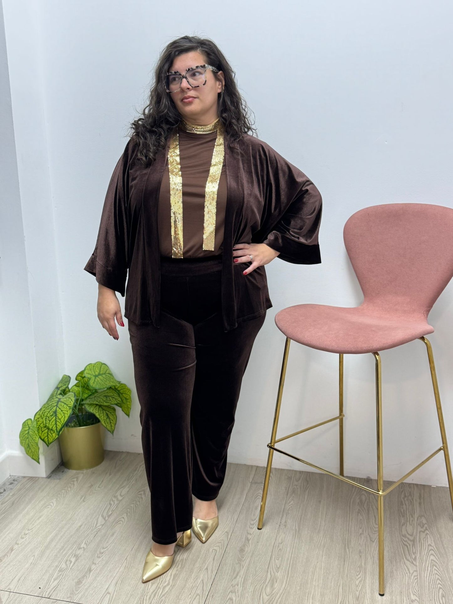 Conjunto Terciopelo Marrón