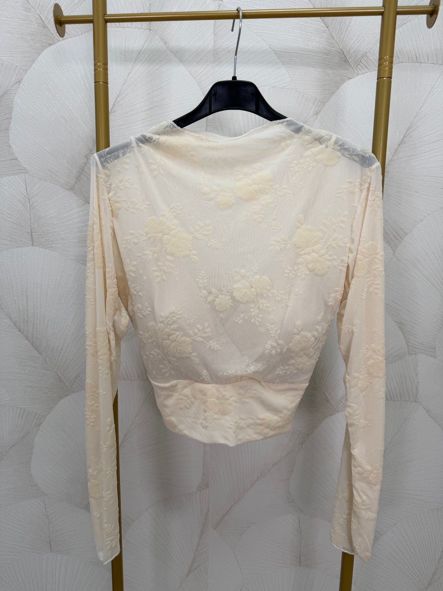 TOP BEIGE FLORES