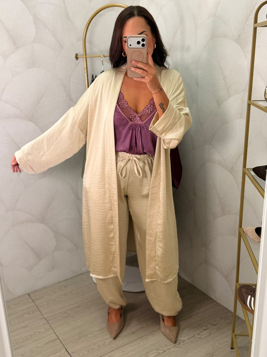 CONJUNTO BEIGE SATINADO