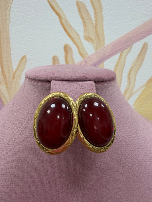 PENDIENTES PIEDRA ROJO OSCURO