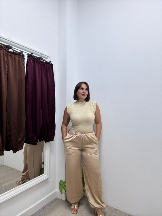 Pantalón bombacho satén