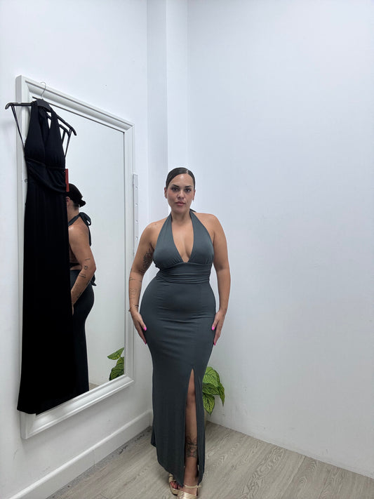 Vestido canalé espalda abierta
