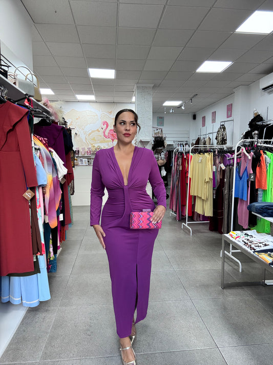 Vestido Evento licra fiesta manga larga