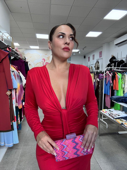 Vestido Evento licra fiesta manga larga