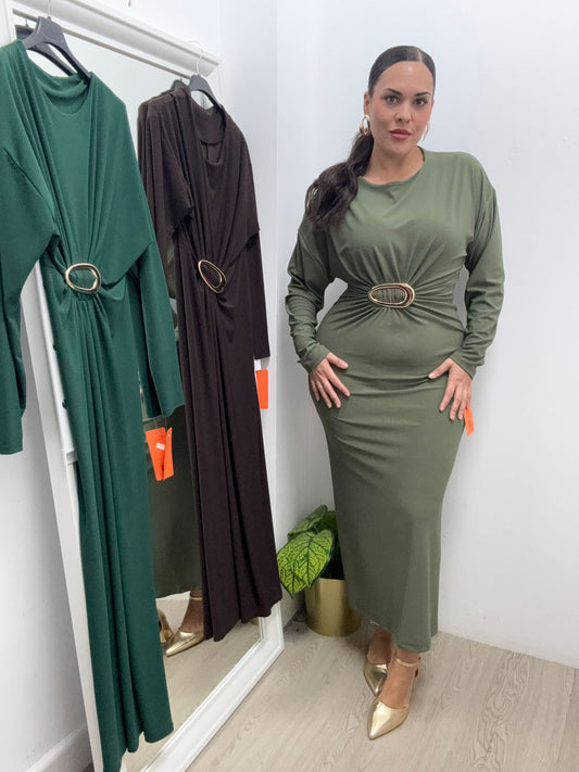 Vestido Evento Detalle Dorado