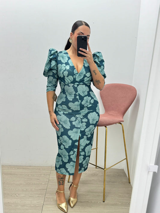 Vestido Evento Estampado Agua