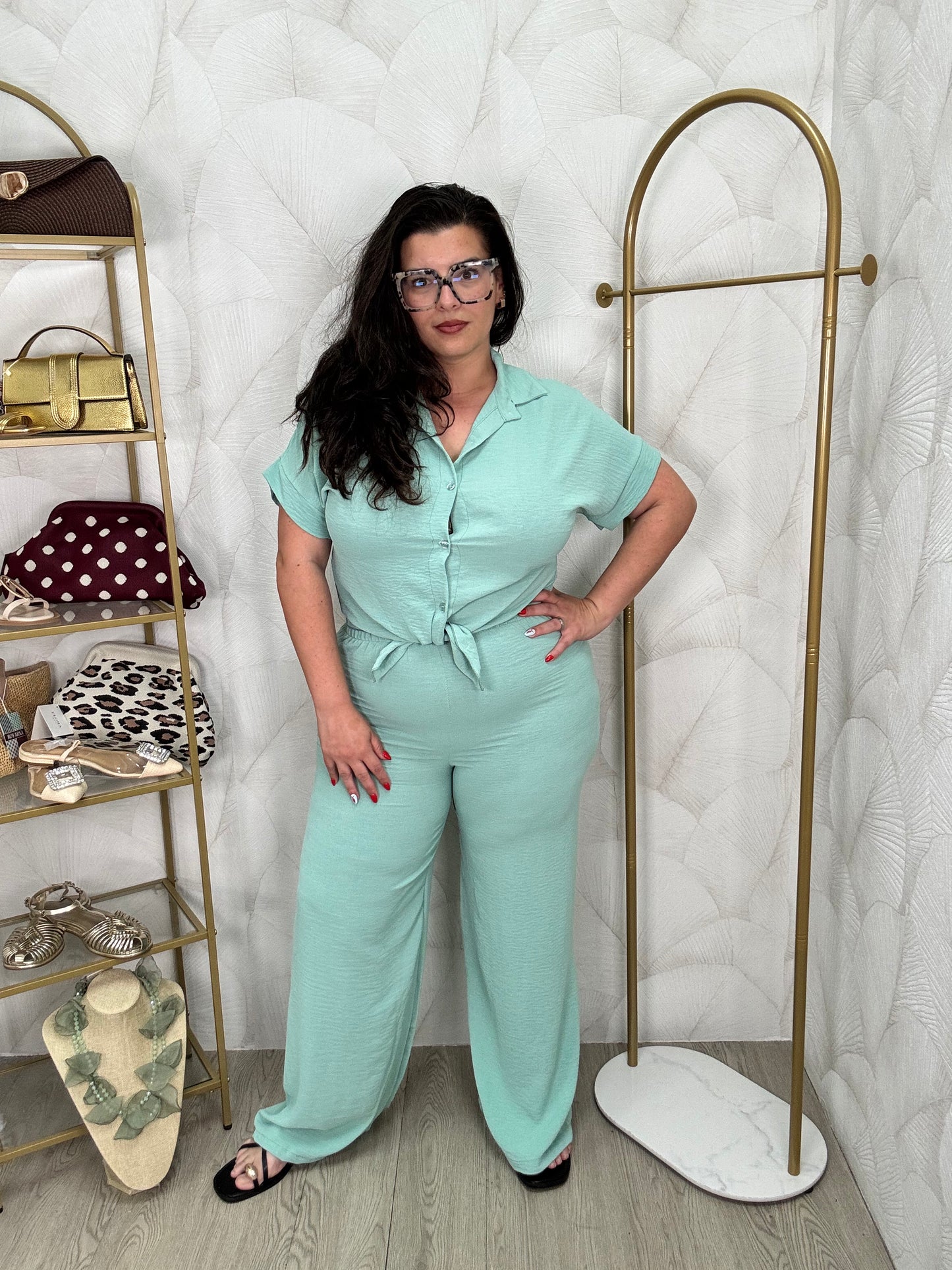CONJUNTO FLUIDO VERDE MENTA