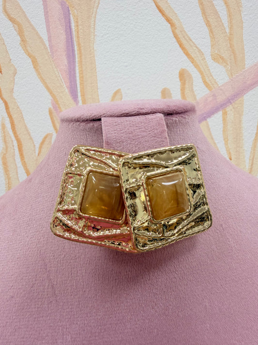 PENDIENTES CUADRADOS PIEDRA BEIGE