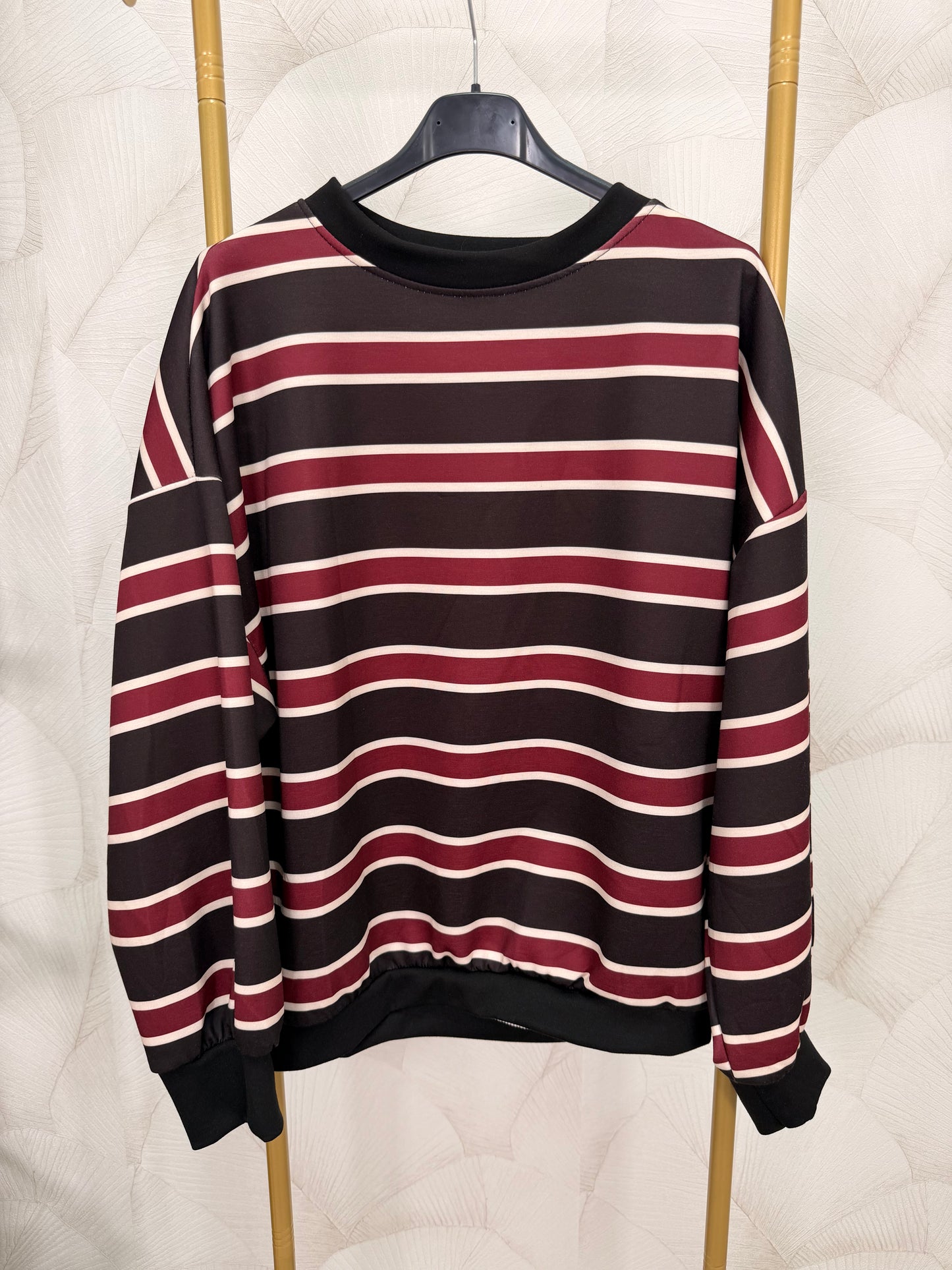 SUDADERA RAYAS NEGRO Y BURDEOS