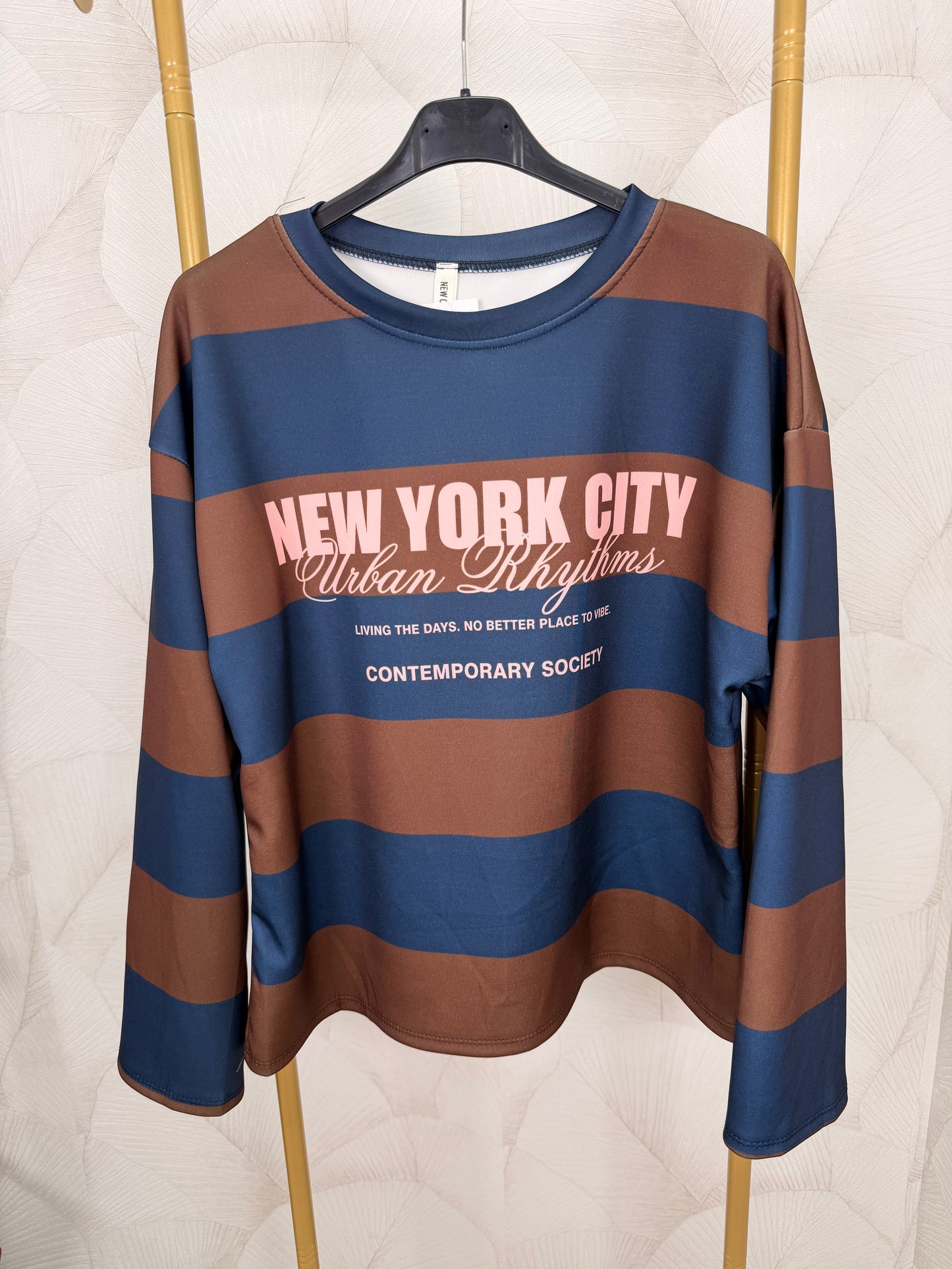 SUDADERA RAYAS AZUL Y MARRÓN