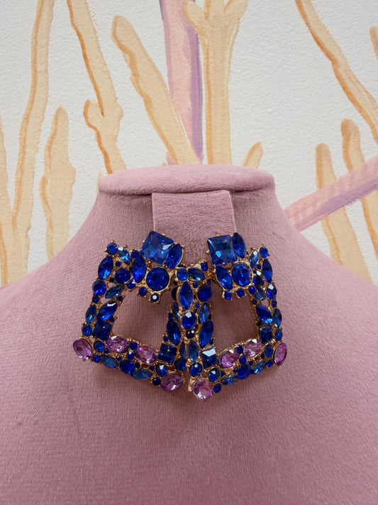 PENDIENTES CRISTAL AZUL