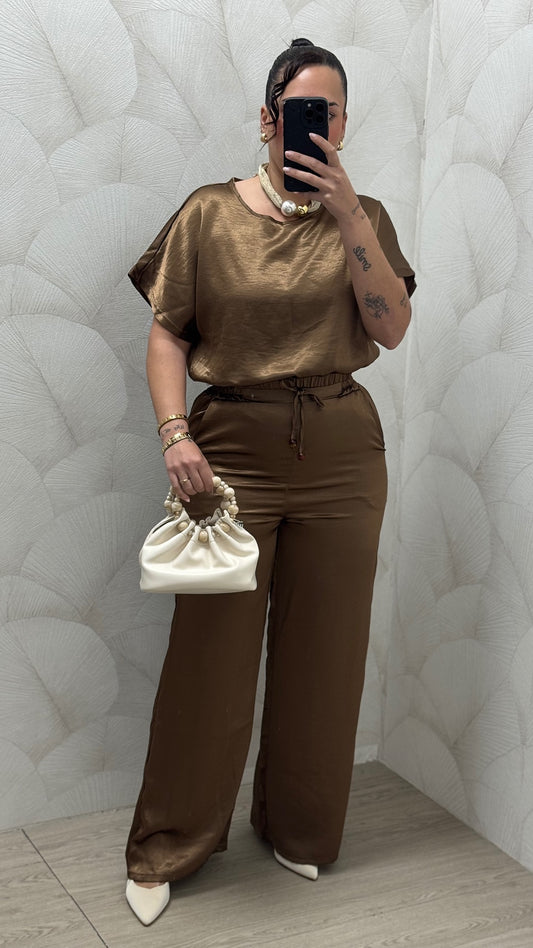 CONJUNTO SATINADO CAMISA Y PANTALÓN