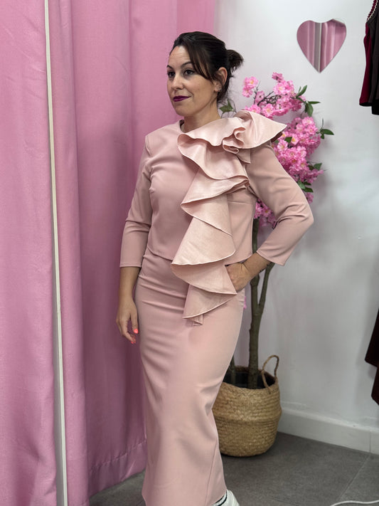VESTIDO MIDI VOLANTE