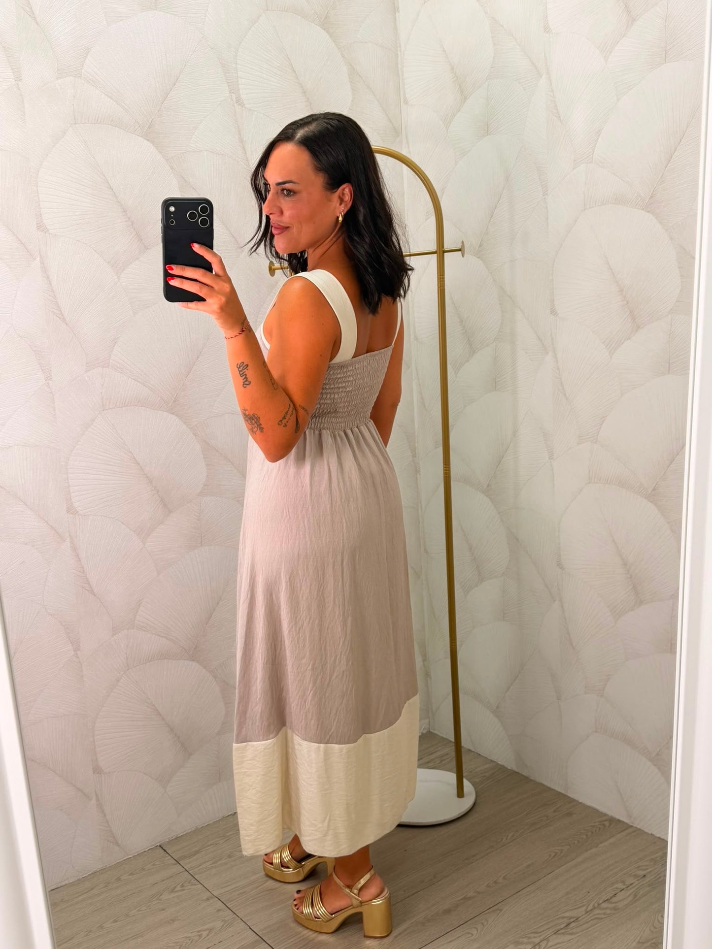 VESTIDO COMBINADO BEIGE