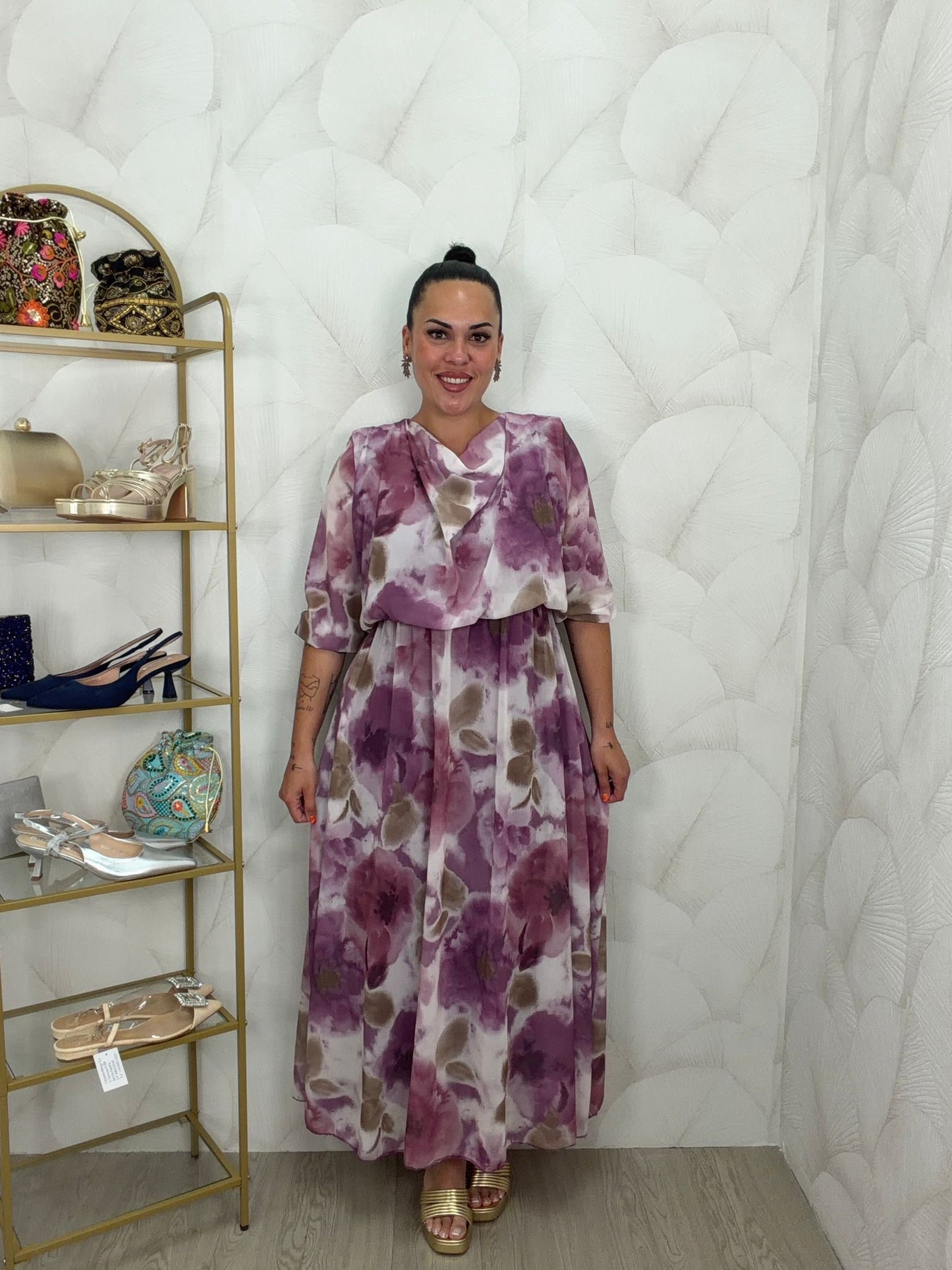 VESTIDO GASA ESTAMPADO FLORES ACUARELA