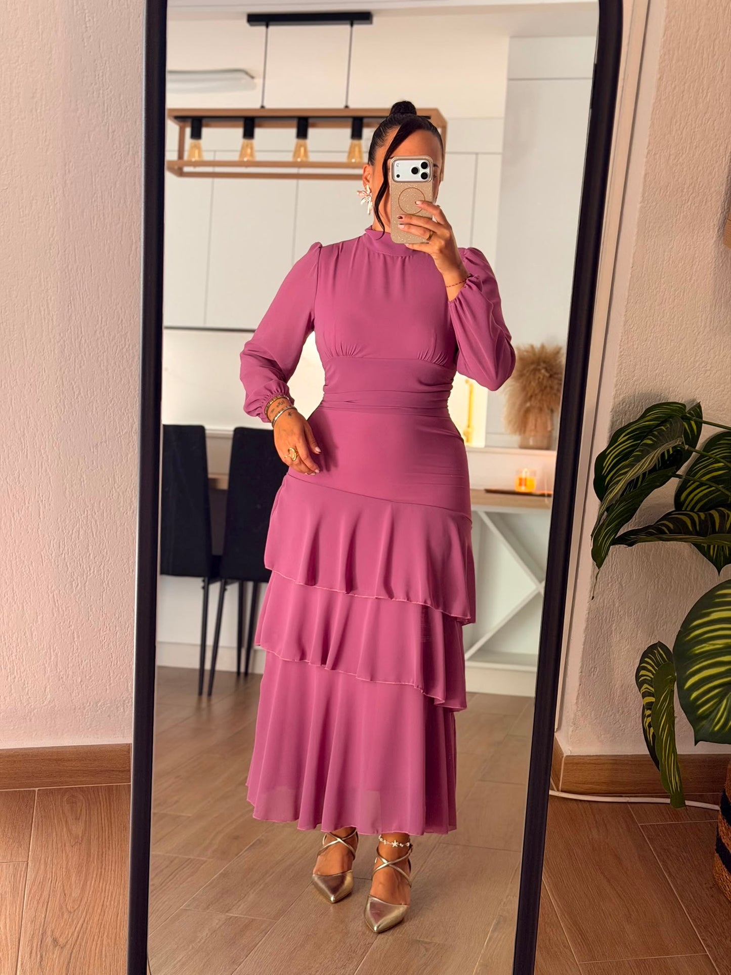 VESTIDO GASA VOLANTES