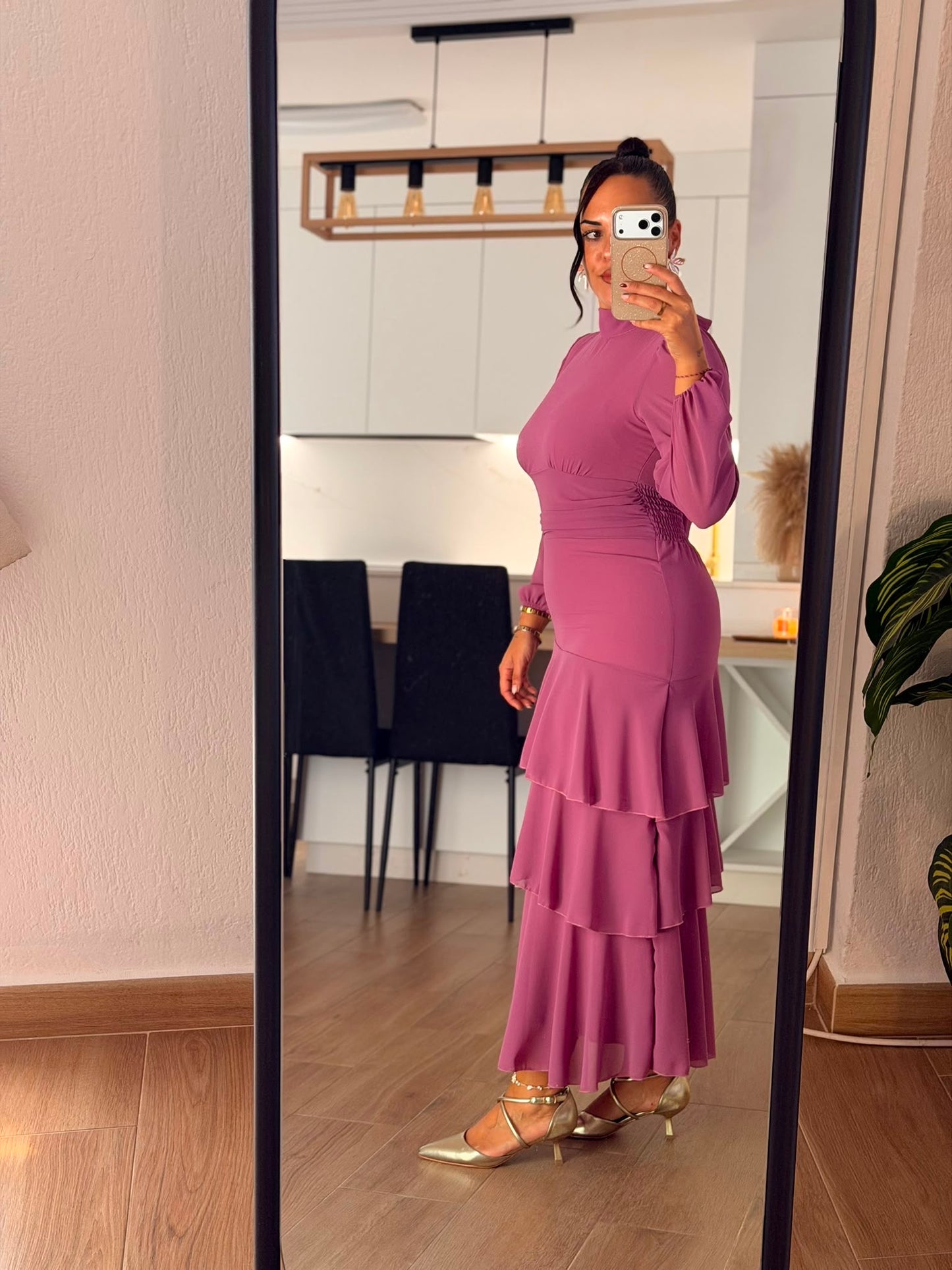 VESTIDO GASA VOLANTES