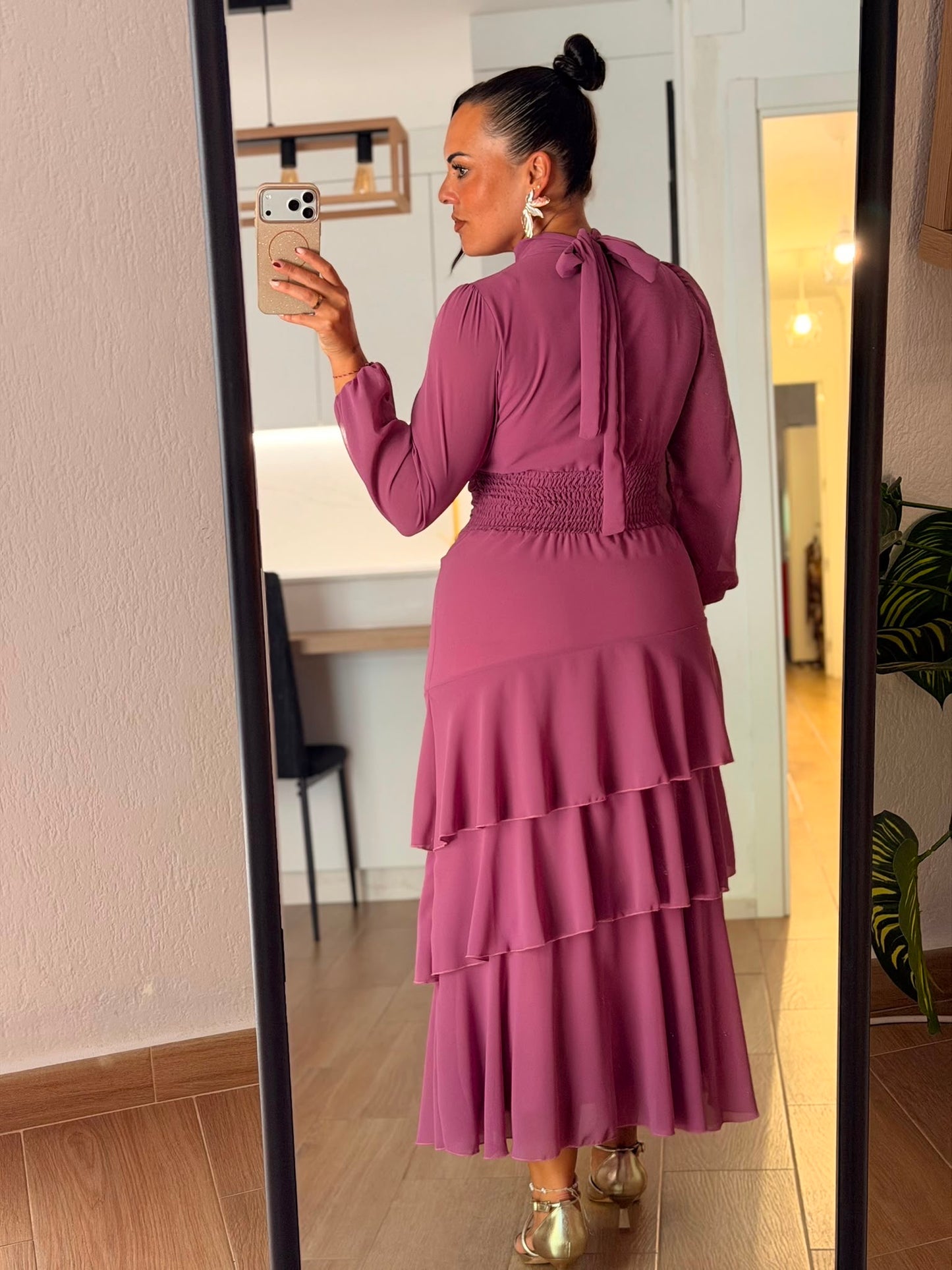 VESTIDO GASA VOLANTES