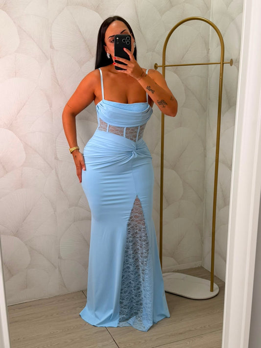 VESTIDO LARGO CELESTE